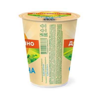 Сметана Село Домашкино 15% 300г стакан Сметана Село Домашкино 15% 300г стакан