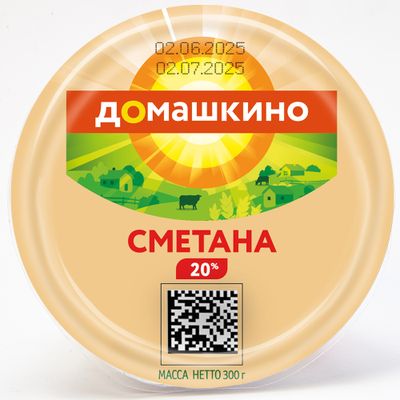 Сметана Село Домашкино 20% 300г стакан Сметана Село Домашкино 20% 300г стакан
