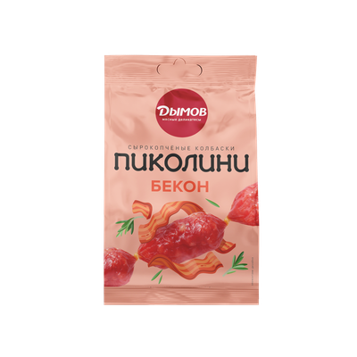 Колбаски Пиколини со вкусом бекона с/к ст. вес 50 г. Колбаски Пиколини со вкусом бекона с/к ст. вес 50 г.