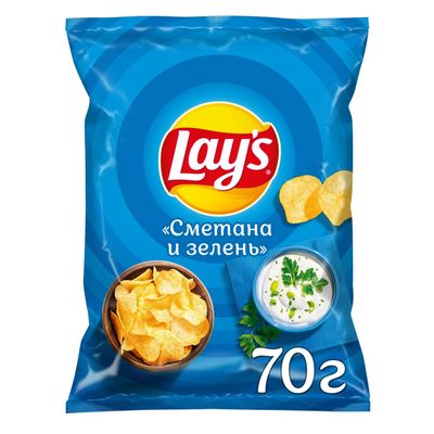 ТОП 100 Чипсы Lays вкус сметана, зелень 25*70 г