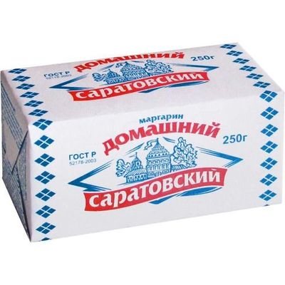 Маргарин Саратовский Домашний 60% пергамент 250 г (180 сут) Маргарин Саратовский Домашний 60% пергамент 250 г (180 сут)