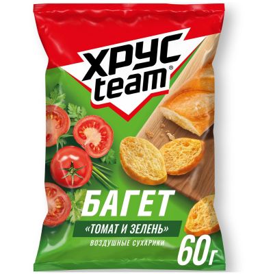 ТОП 100 Сухарики Хрустим Багет Томат и зелень 60 гр.