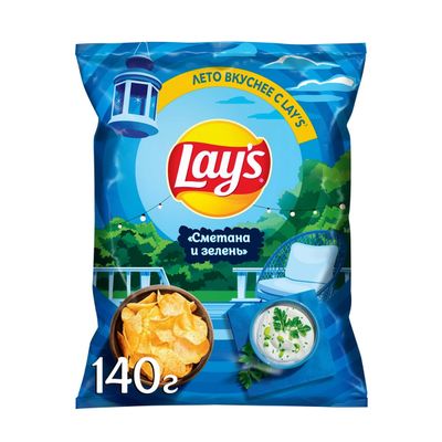 ТОП 100 Чипсы Lays картоф. сметана-зелень 19*140г