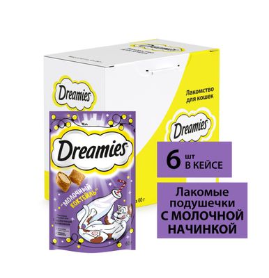 Лакомство Dreamies™ Молочный коктейль, для взрослых кошек, с добавлением молока, 60г