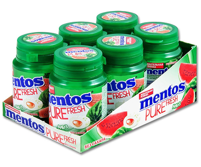 Жевательная резинка Mentos Pure Fresh Арбуз, банка, 54гр
