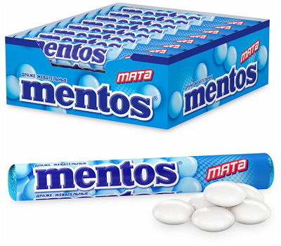 Жевательные драже Mentos Мята, 37,5г Жевательные драже Mentos Мята, 37,5г