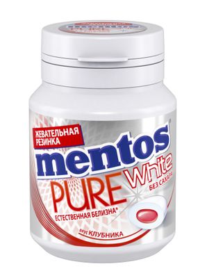 Жевательная резинка Mentos Pure White Клубника, 54г
