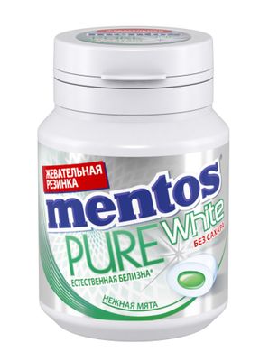 Жевательная резинка Mentos Pure White Нежная мята, банка, 54г