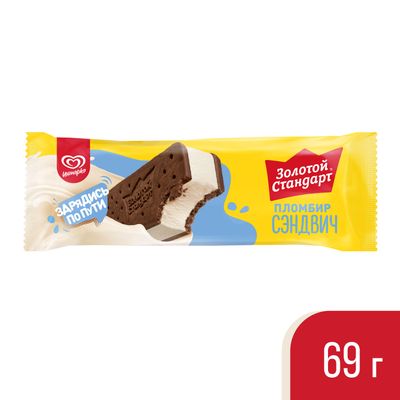 Мороженое ЮЛ сэндвич пл-р ЗОЛОТОЙ СТАНДАРТ с шок.печ. 24*69г