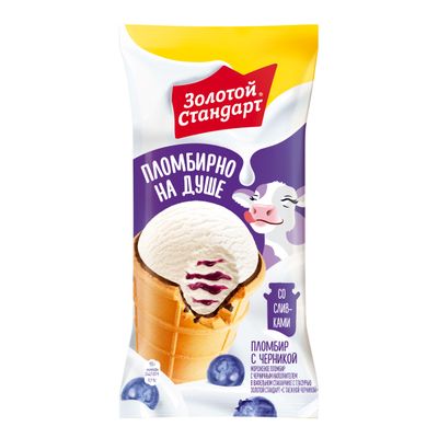 Мороженое ЮЛ ваф. стакан пл-р ЗОЛОТОЙ СТАНДАРТ ЧЕРНИКА 24*93г