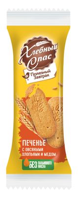Печенье Хлебный Спас сдобное Полезный завтрак с овсяными хлопьями и медом, 31г