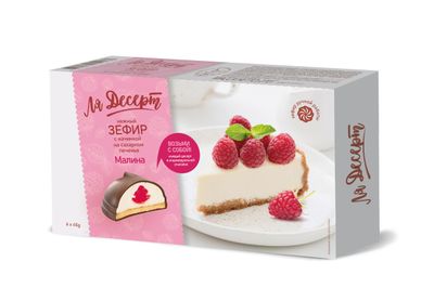 Зефир Ля Десерт глазированный с начинкой со вкусом малины на печенье 270г
