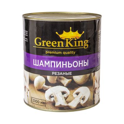 Шампиньоны с вешенками Green King резаные ж/б 3100мл (1930г)