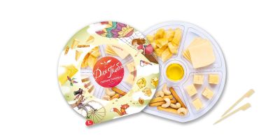Сырная тарелка Дениз Ричардс Для тебя Сказочный вояж (сыр тильзитер, швейцарский, эдам, ореховый, мед, кешью, хлебные палочки) 185г