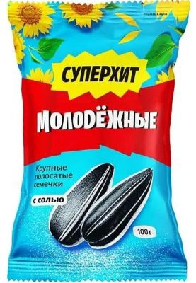 Семечки Молодежные Суперхит с солью полосатые 100г*30