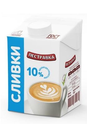 Сливки Пестравка 10% ультрапастеризованные ТБА 0,5л