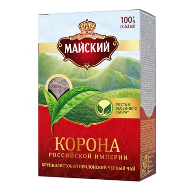 ТОП 100 Чай МАЙСКИЙ КОР.РОС.ИМП.цейл.кр/лист.16*100г