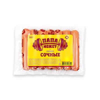 Сосиски Папа Может Сочные п/о в/у 0.35кг(50 суток)