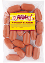 Шпикачки Папа Может Сочные с беконом п/о мгс 1*3(60 суток)