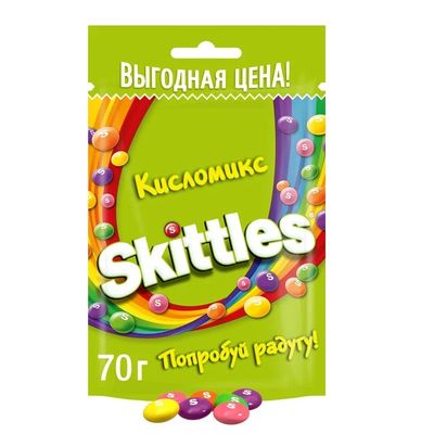 Драже Skittles Кисломикс в разноцветной сахарной глазури 70г