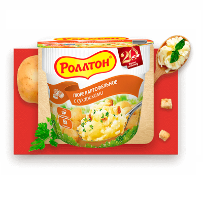 ТОП 100 Пюре картофельное Роллтон с сухариками 40г