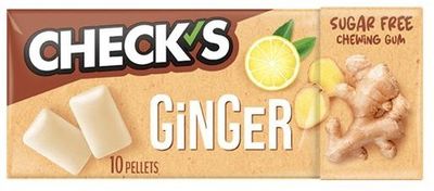 Жевательная резинка CHECKS без сахара со вкусом имбиря и лимона 4*24*13 гр. (10 подушечек)