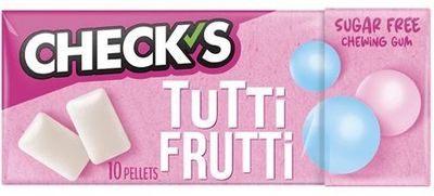 Жевательная резинка CHECKS без сахара со вкусом тутти - фрутти 4*24*13 гр. (10 подушечек)
