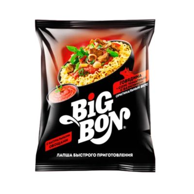 ТОП 100 Лапша BIGBON Говядина, соус Томатный с базиликом 85г 24шт ТОП 100 Лапша BIGBON Говядина, соус Томатный с базиликом 85г 24шт