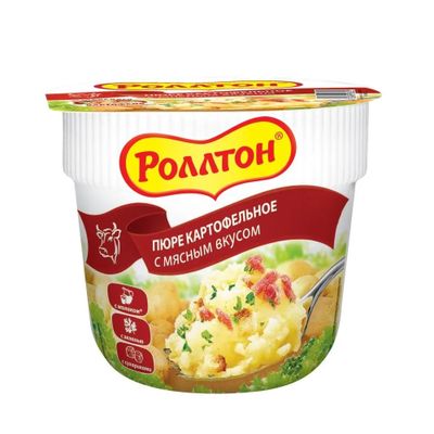 ТОП 100 Пюре картофельное Роллтон с мясным вкусом 40 гр 24 шт