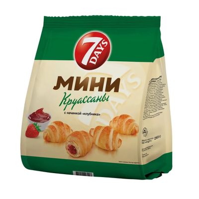 ТОП 100 Круассаны мини 7 DAYS крем клубника 265гр