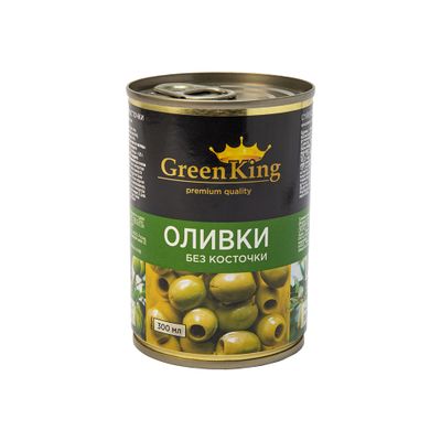 Оливки Green King б/к ж/б 300 мл (сухой вес 90 г), Турция Оливки Green King б/к ж/б 300 мл (сухой вес 90 г), Турция