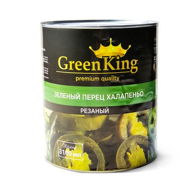 Перец ХАЛАПЕНЬО Green King резаный острый 3000 г (6 шт) Green King (вес продукта 1560 г), Египет