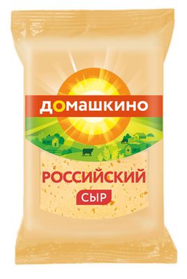 Сыр Домашкино Российский полутвердый 45%, брусок флоу-пак 180г