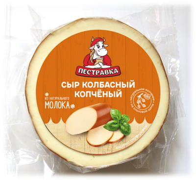 Сыр Пестравка колбасный копченый 40%, флоу-пак 240 г