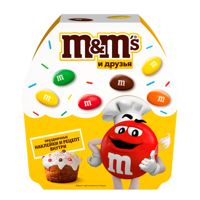 Подарочный набор M&M'S и друзья Пасхальный кулич, набор шоколадных конфет M&M'S, Twix, Milky Way, Bounty, Skittles, 141 г
