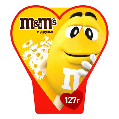 Сладкий подарок M&M'S и друзья Сердце на 14 февраля и 8 марта, набор конфет M&M'S, Skittles, Snickers, Milky Way, Twix, 127 г