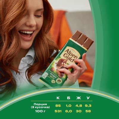Шоколад молочный Alpen Gold Альпен Гольд с фундуком, 80г