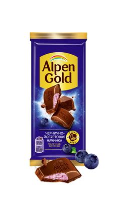 Шоколад молочный Alpen Gold Альпен Гольд с чернично-йогуртовой начинкой, 80 г