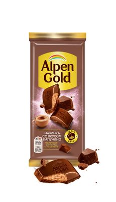 Шоколад молочный Alpen Gold Альпен Гольд с начинкой со вкусом капучино, 80г