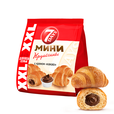 Круассаны 7Days мини с кремом Какао, 335г Круассаны 7Days мини с кремом Какао, 335г