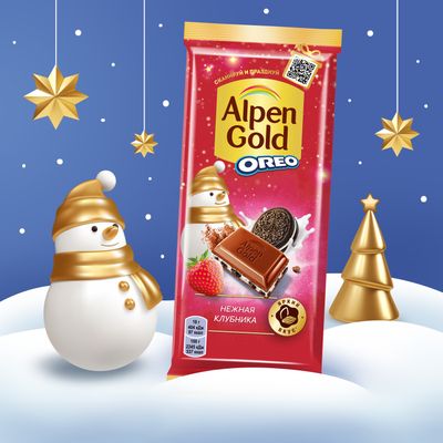 Шоколад Alpen Gold Oreo молочный Нежная Клубника 85г