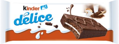 Бисквитное пироженое Kinder Delice, покрытое какао-глазурью, с молочной начинкой, 39 г