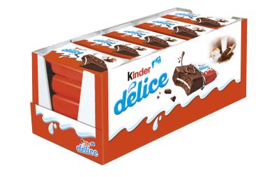 Бисквитное пироженое Kinder Delice, покрытое какао-глазурью, с молочной начинкой, 39 г