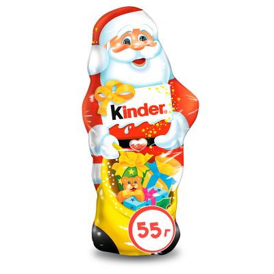 Новогодний сладкий продарок фигурный молочный шоколад Kinder Дед Мороз, 55 г