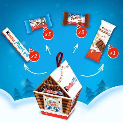 Новогодний сладкий подарок Kinder® Mix (Микс), кормушка для птиц,  99,7 г.