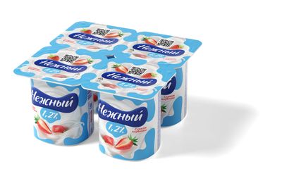 Йогурт Нежный с соком клубники 1,2% 100г стакан
