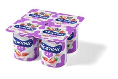 Продукт йогуртовый Нежный сливочный с соком клубника 5% 100г