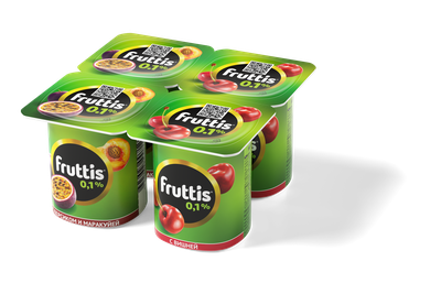 Йогуртный продукт Fruttis 0,1% Персик-маракуйя/Вишня, 110г