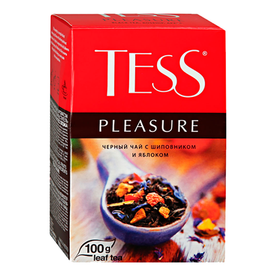 Чай черный Tess Pleasure с шиповником и яблоком, листовой, 100г