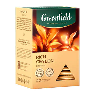 Чай Greenfield Rich Ceylon черный, в пирамидках, 2г*20п